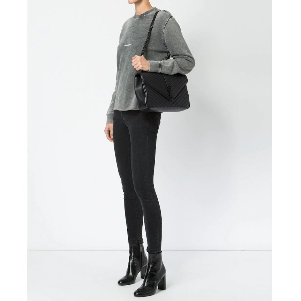 Saint Laurent College Large Quilted Shoulder Bag - Picture 12 of 12